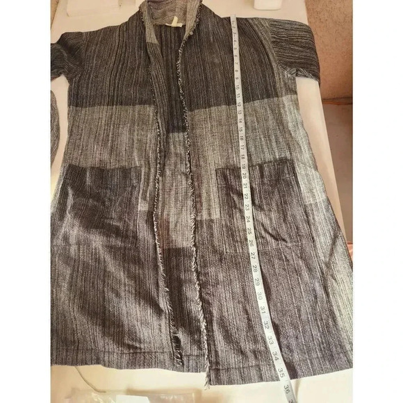 Eileen Fisher Organic Cotton Hazy Blocks Jacket Cardigan Gray Size S/M. - Picture 6 of 6